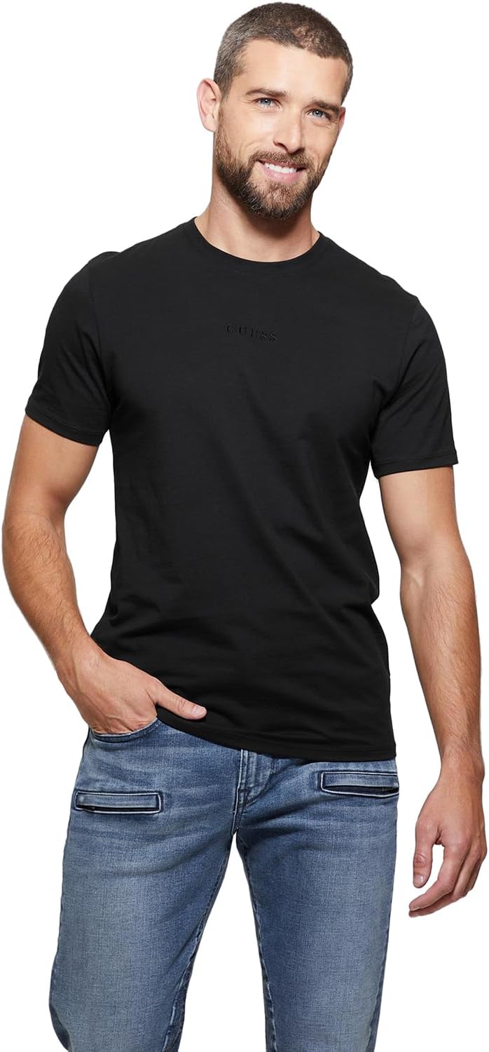 Detalle de Guess Maglietta da uomo a maniche corte con ricamo GUESS Pima Crew