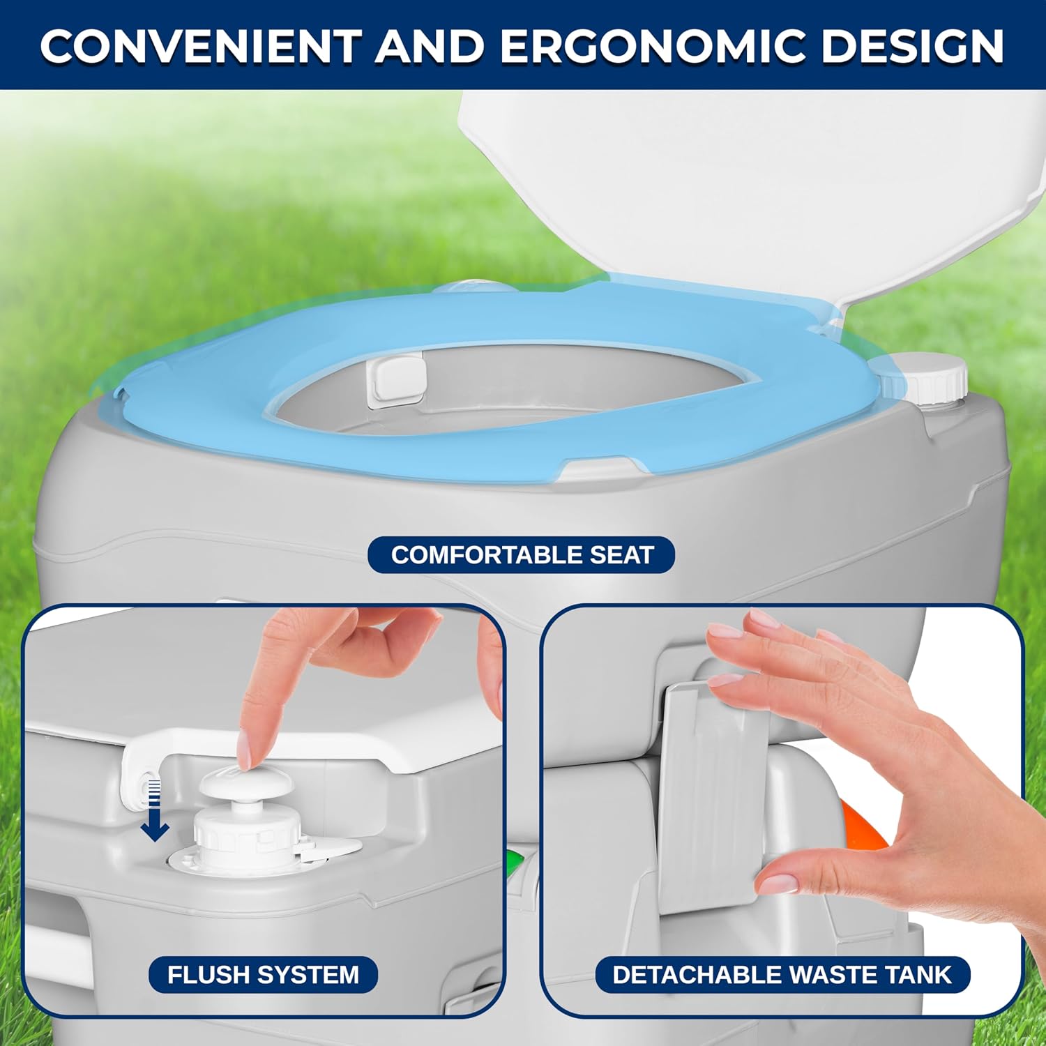 Detalle de SereneLife Portable Camping Toilet 5.8 Gal