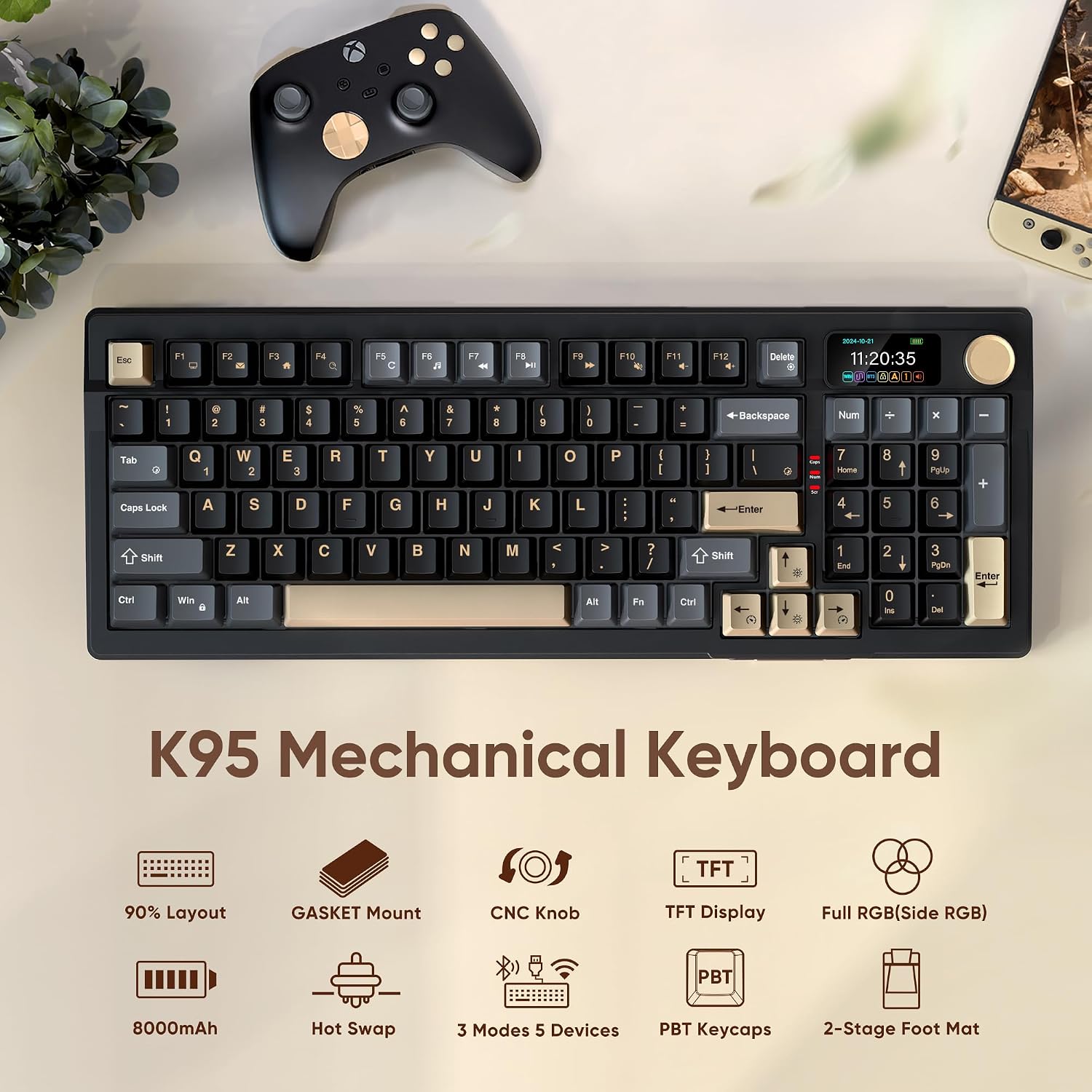 Detalle 2 de RedThunder K95 wireless mechanical keyboard 8000mAh