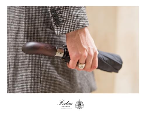 Thumbnail 8 de Balios Folding Umbrella Real Wood Handle Auto Open Close Black