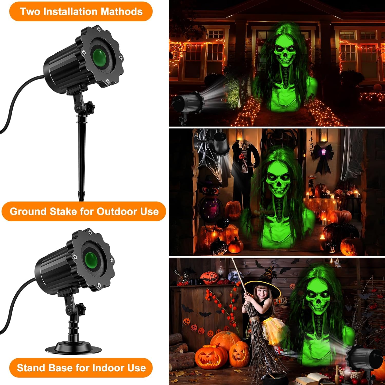 Detalle 2 de Beforalla DTGT146 Halloween Projector, Green 3D Dynamic Skull Ghost Pattern