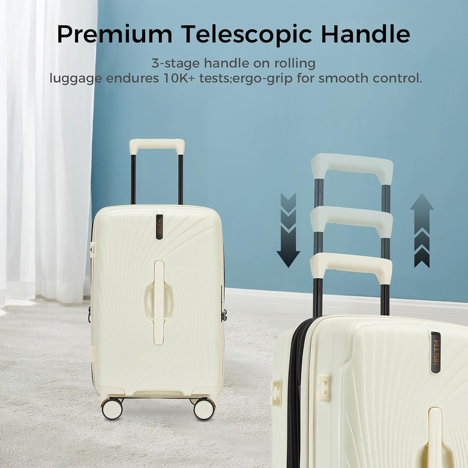 Thumbnail 1 de Hulsin 20-Inch Expandable Carry-On Luggage (White): Lightweight Hardside Spinner with TSA Lock