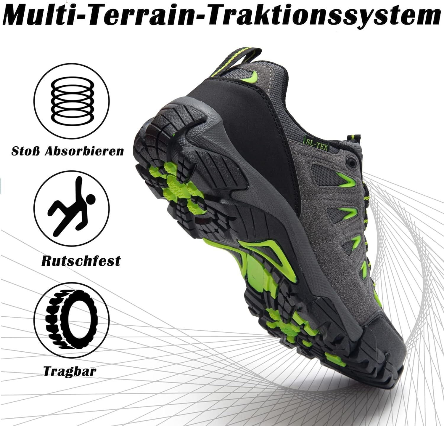 Thumbnail 3 de SHULOOK Herren-Wanderschuhe wasserdicht mit SL-TEX Membran, Veloursleder & rutschfester Gummisohle