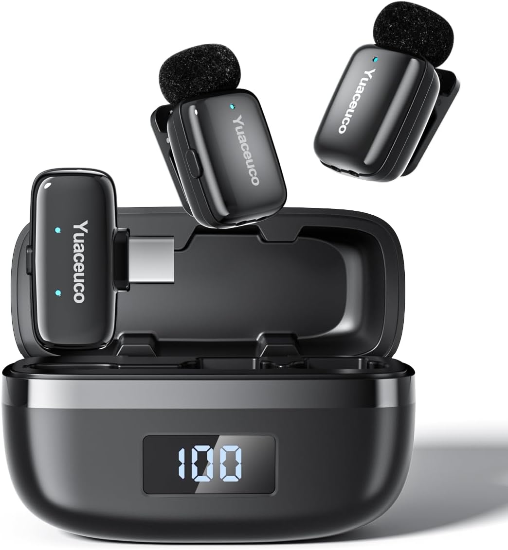 Detalle de Yuaceuco MC228 Wireless Lavalier Microphone, USB-C, 3-Level Noise Cancellation