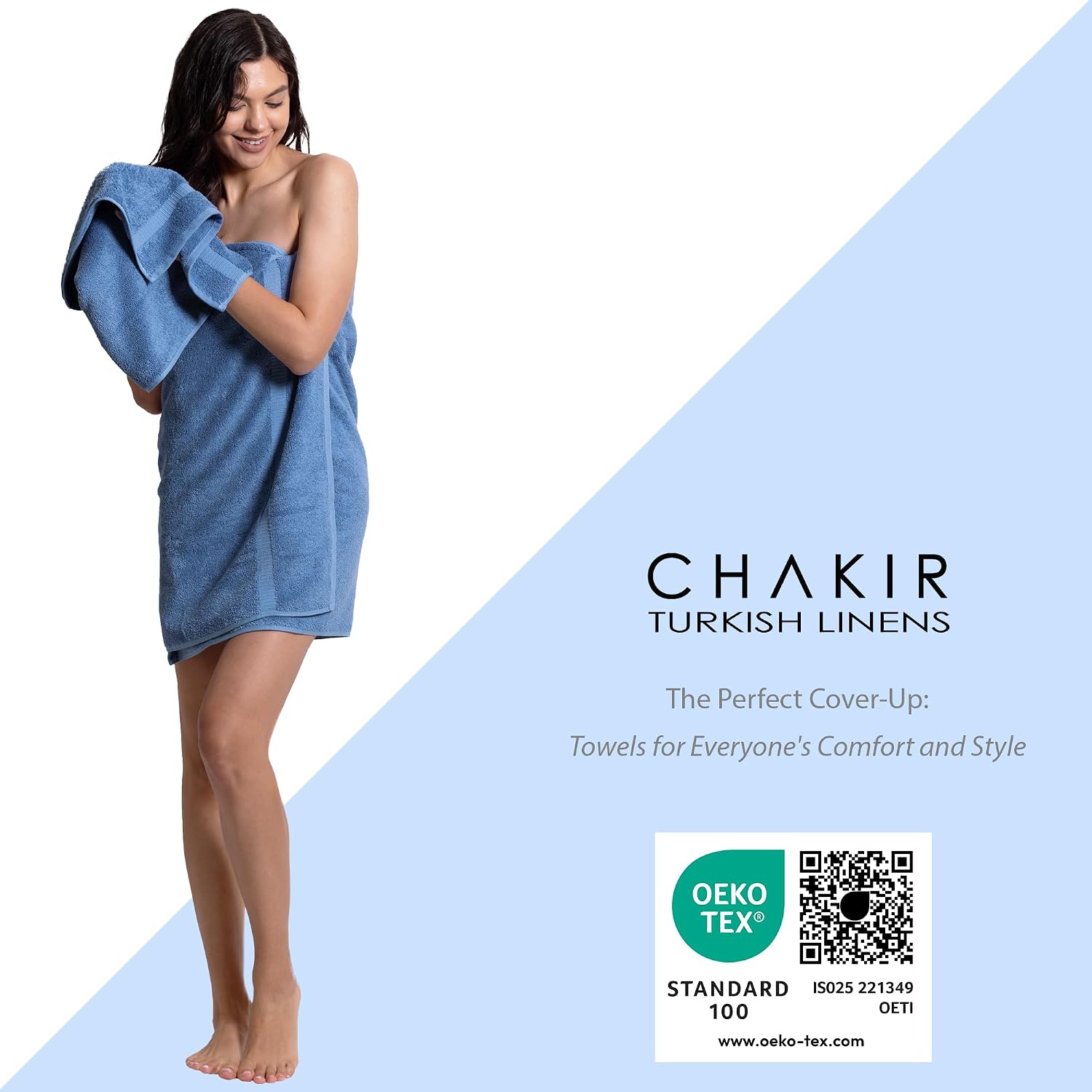 Detalle de Chakir Turkish Linens Hotel & Spa Turkish Towels (Set of 4) — 100% Cotton, Light Blue