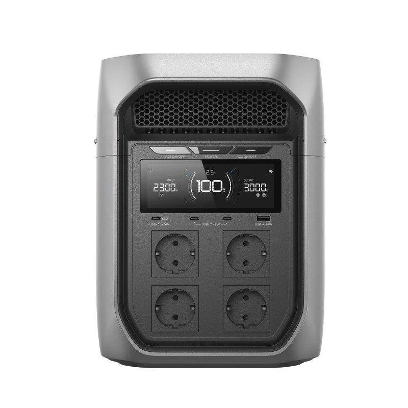 Detalle de EcoFlow DELTA 3 Max Plus 2048Wh: estación de energía portátil con 4 salidas AC y 4 USB para emergencias y outdoor