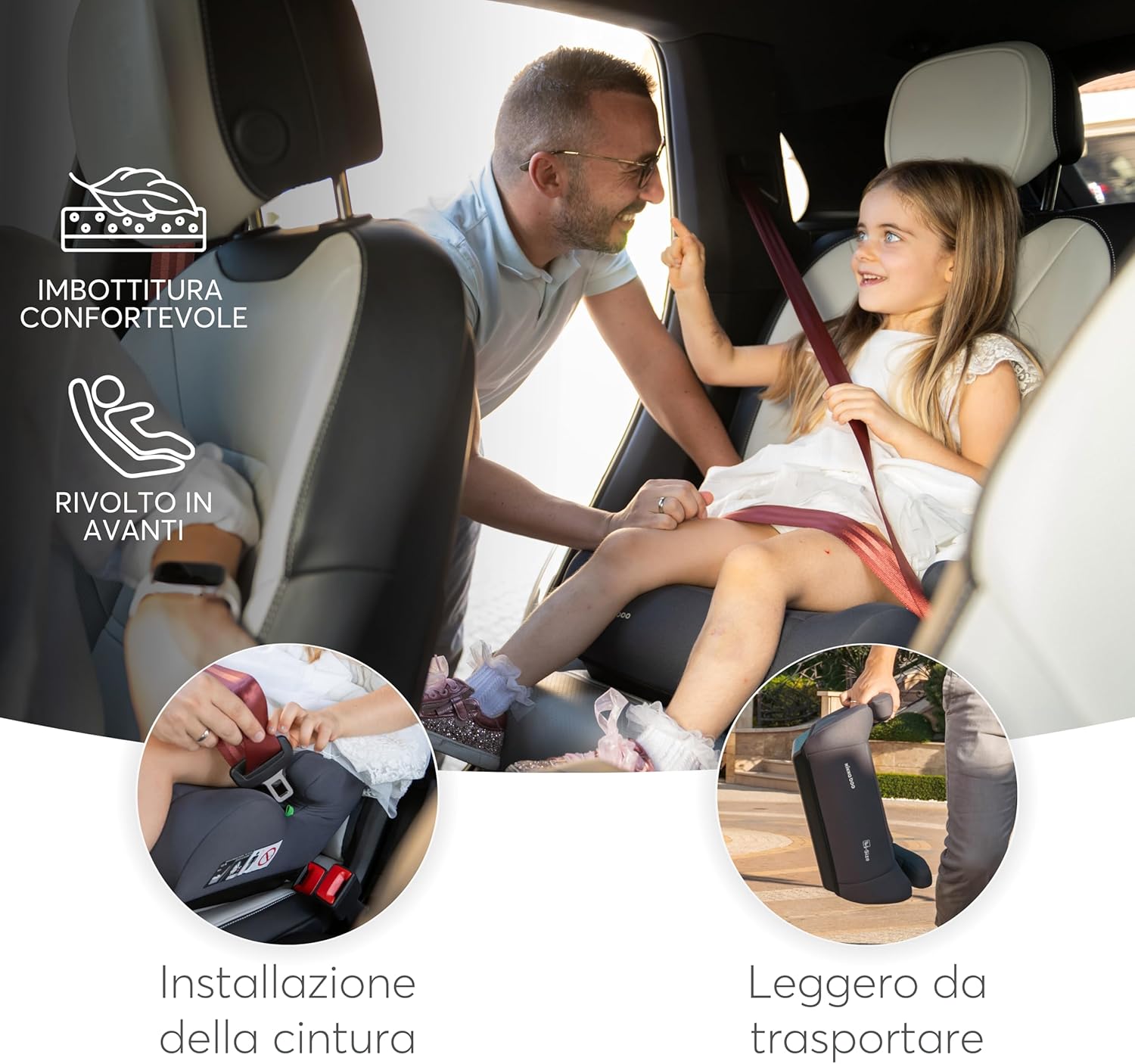 Thumbnail 3 de KikkaBoo i-UP Rialzo auto per bambini i-Size da 125–150 cm (22–36 kg), Gruppo 3, 7–12 anni, colore Grigio