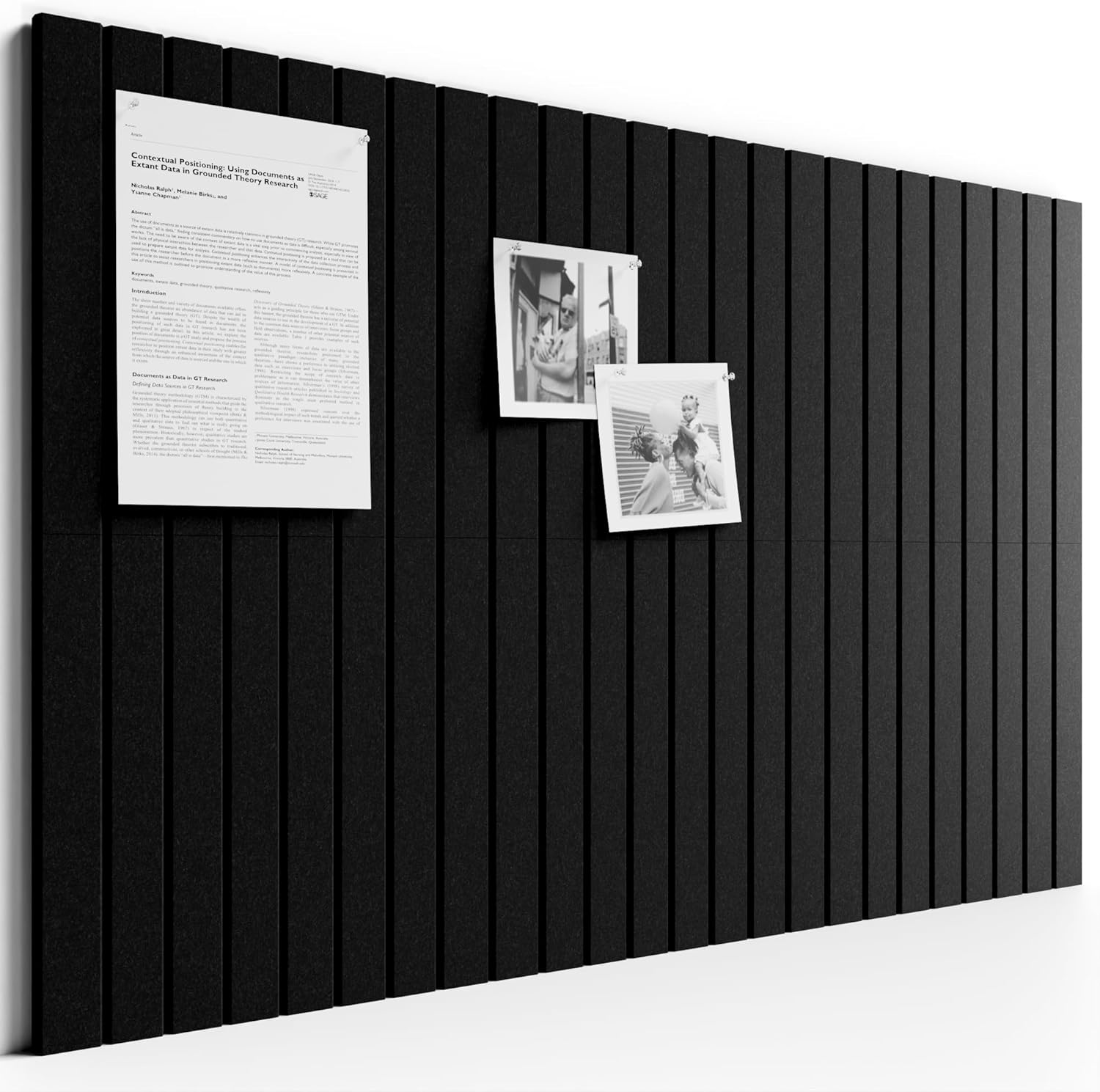 Bumusty felt cork board tiles for slat wall panels – 6-pack, large 36 x 24" display with 30 pushpins