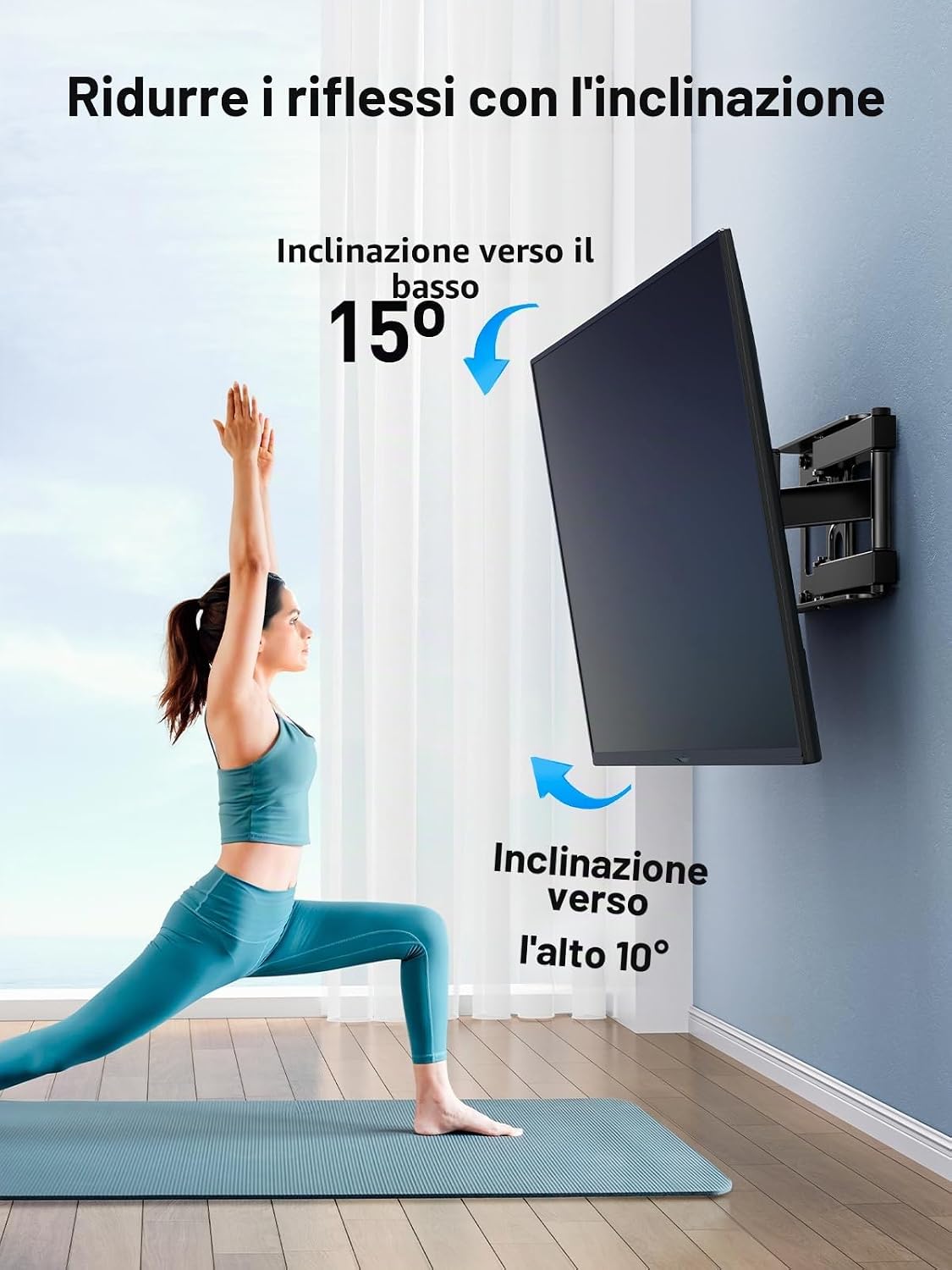 Detalle de PERLESMITH Supporto TV Parete PSMFK10 per 26–60 Pollici con Braccio Girevole ed Estendibile