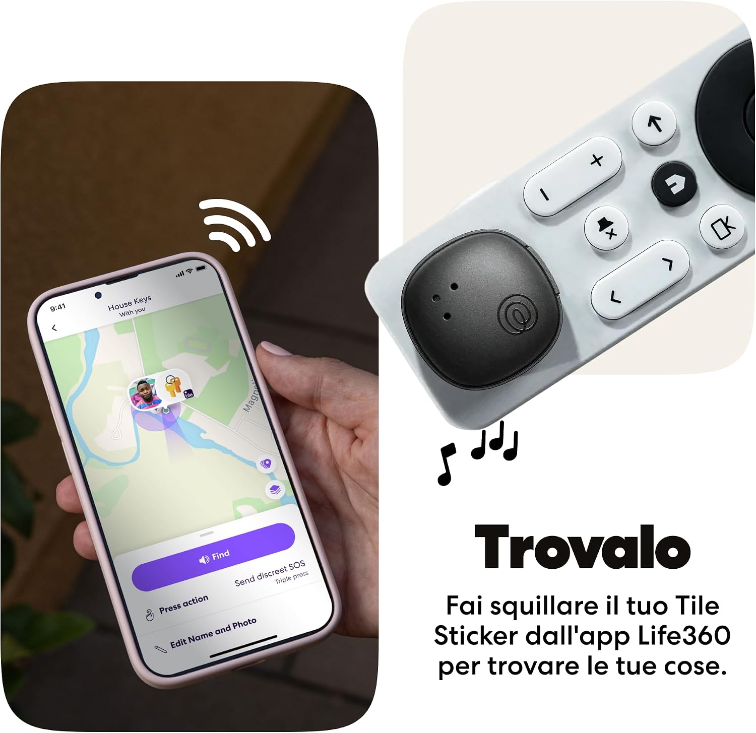 Detalle de Life360 Tile Sticker - Piccolo tracker Bluetooth (Nero) | Localizza oggetti con Life360