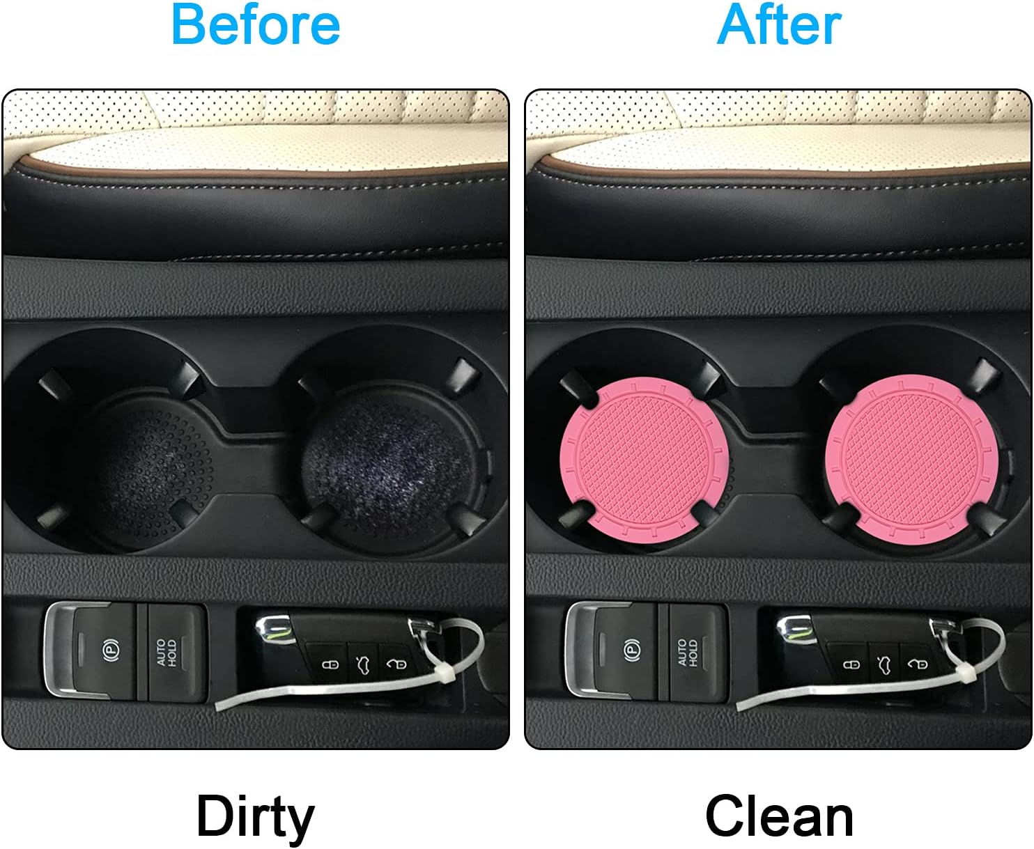 Thumbnail 4 de PVC Car Coasters Wisdompro 4 Pack (2.75" Pink) for Cup Holder Inserts