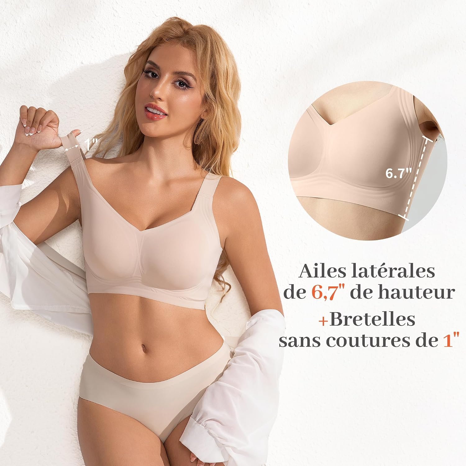 Detalle 2 de Fittingirls draadloze T-shirtbh zonder beugel, naadloos met push-upvulling