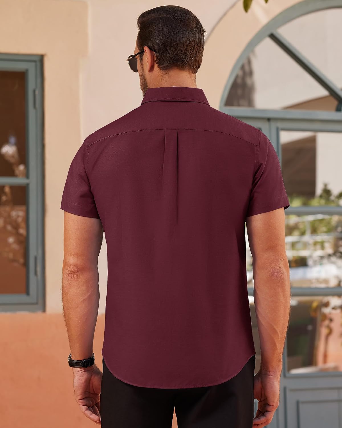 Thumbnail 2 de J.VER Men's Short Sleeve Oxford Shirt — Regular Fit, Breathable Cotton, Button-Down Collar