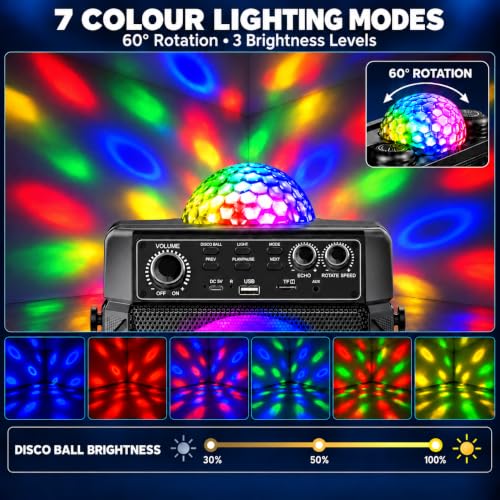 Detalle 2 de Gralal Karaoke Machine with 2 Wireless Microphones, 20W Speaker & Disco Lights