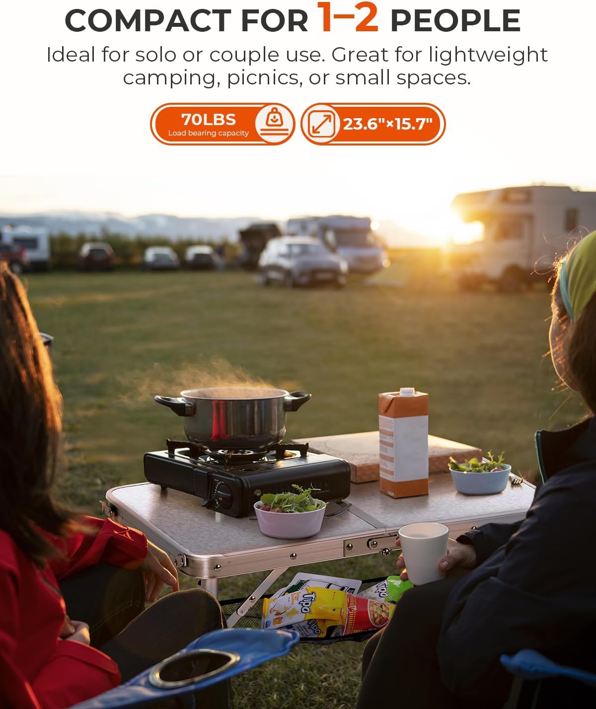 Detalle 2 de Sportneer Folding Camping Table 23.6" x 15.7" ⛺