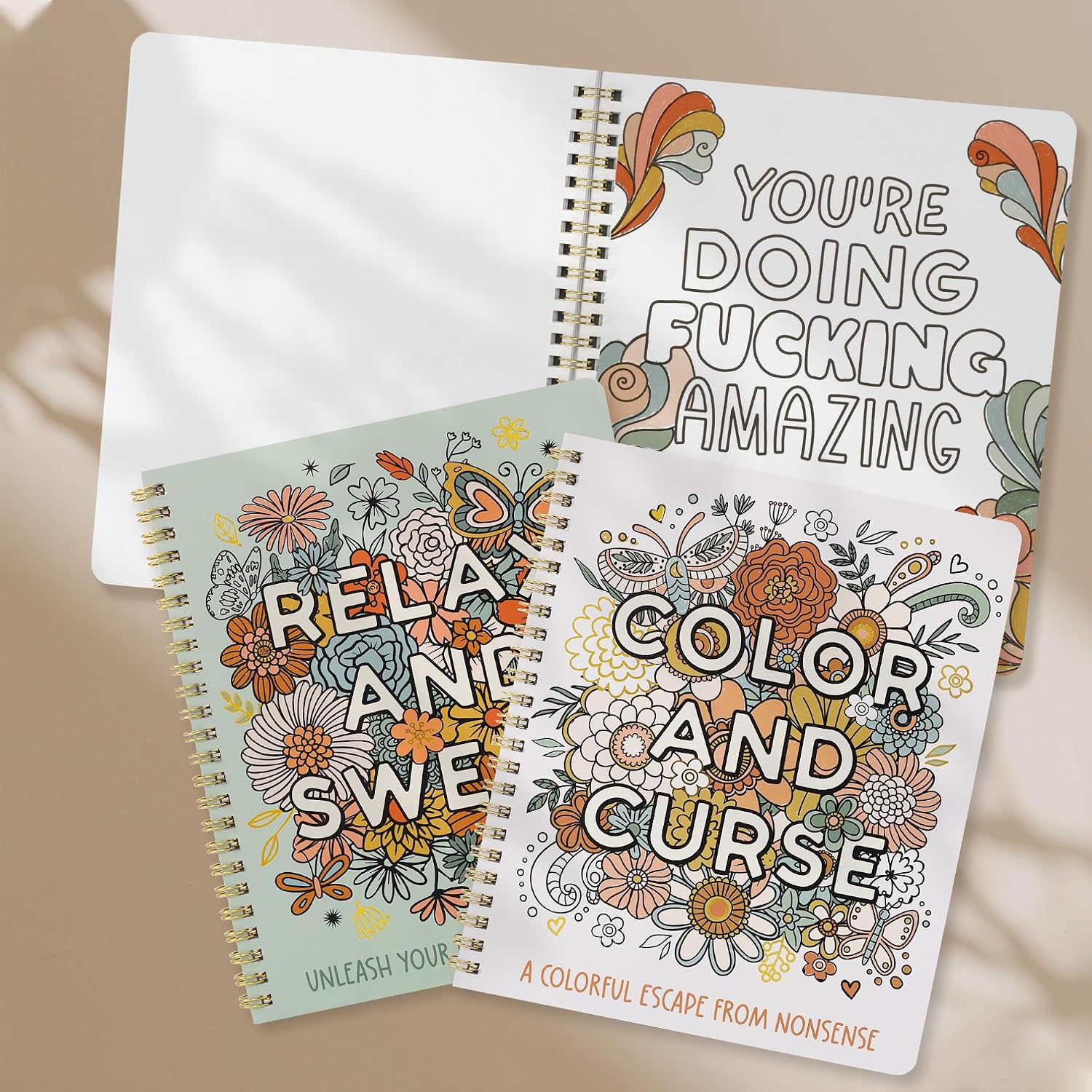 Detalle 1 de ZICOTO zic-acoloringbv6_25-042 Adult Coloring Books, 2-Book Spiral-Bound Set