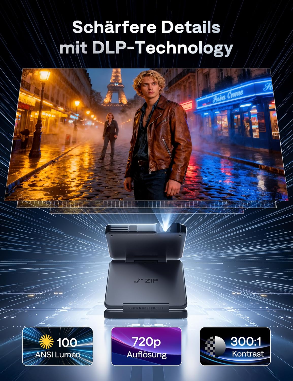 Detalle 2 de Aurzen Zip Tri-Fold Mini Beamer 5.000mAh
