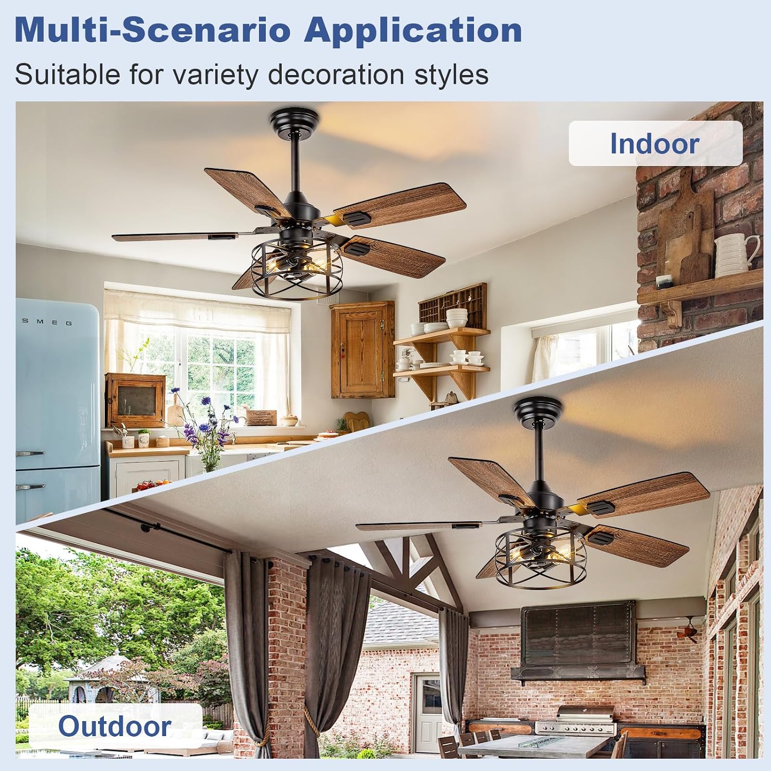 Detalle de Depuley WS-FPZ188-35C-BK-AP 42-Inch Ceiling Fan with Light, Remote and Dual-Finish Blades