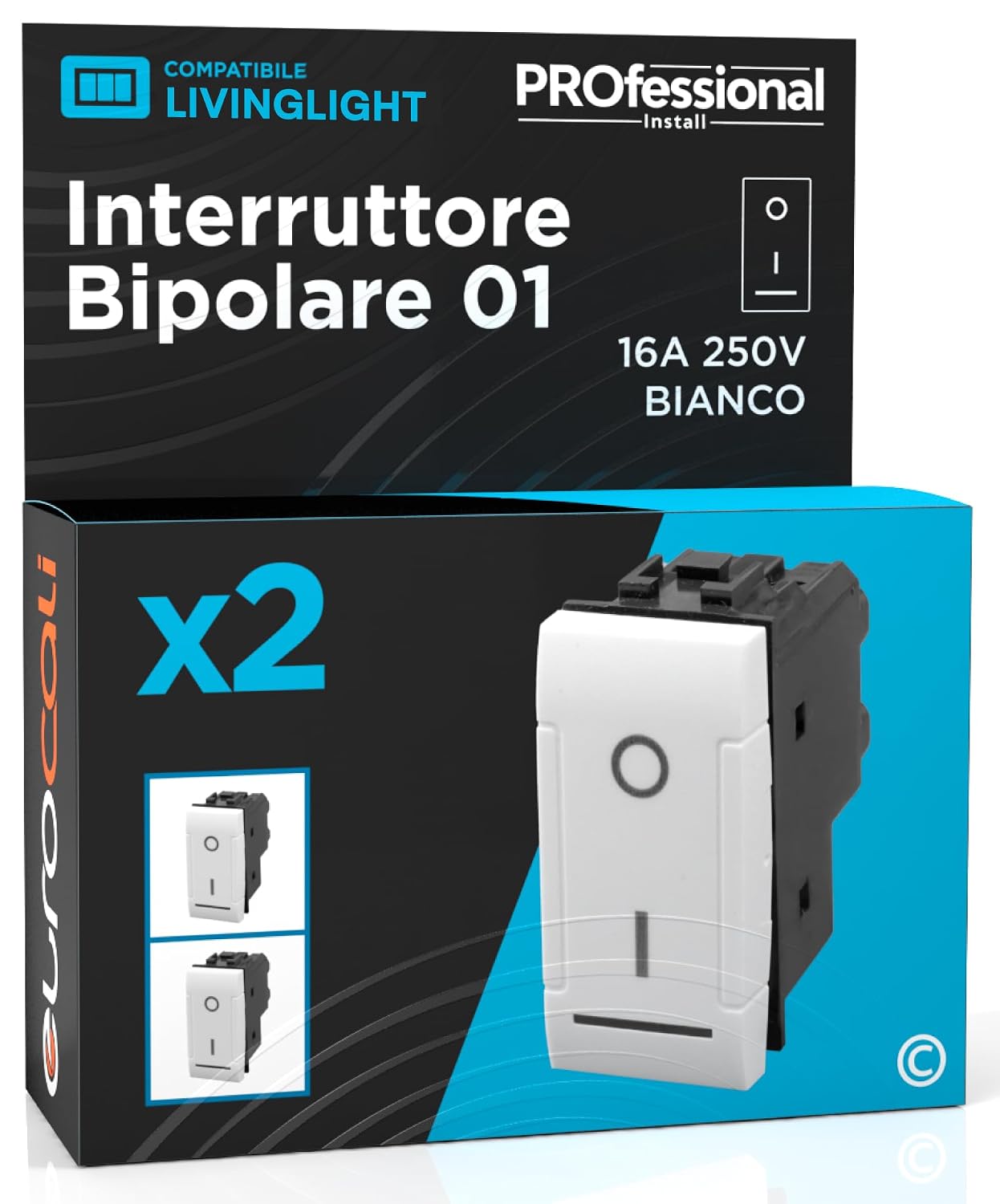Detalle 1 de Interruttore bipolare 16A 250V antracite
