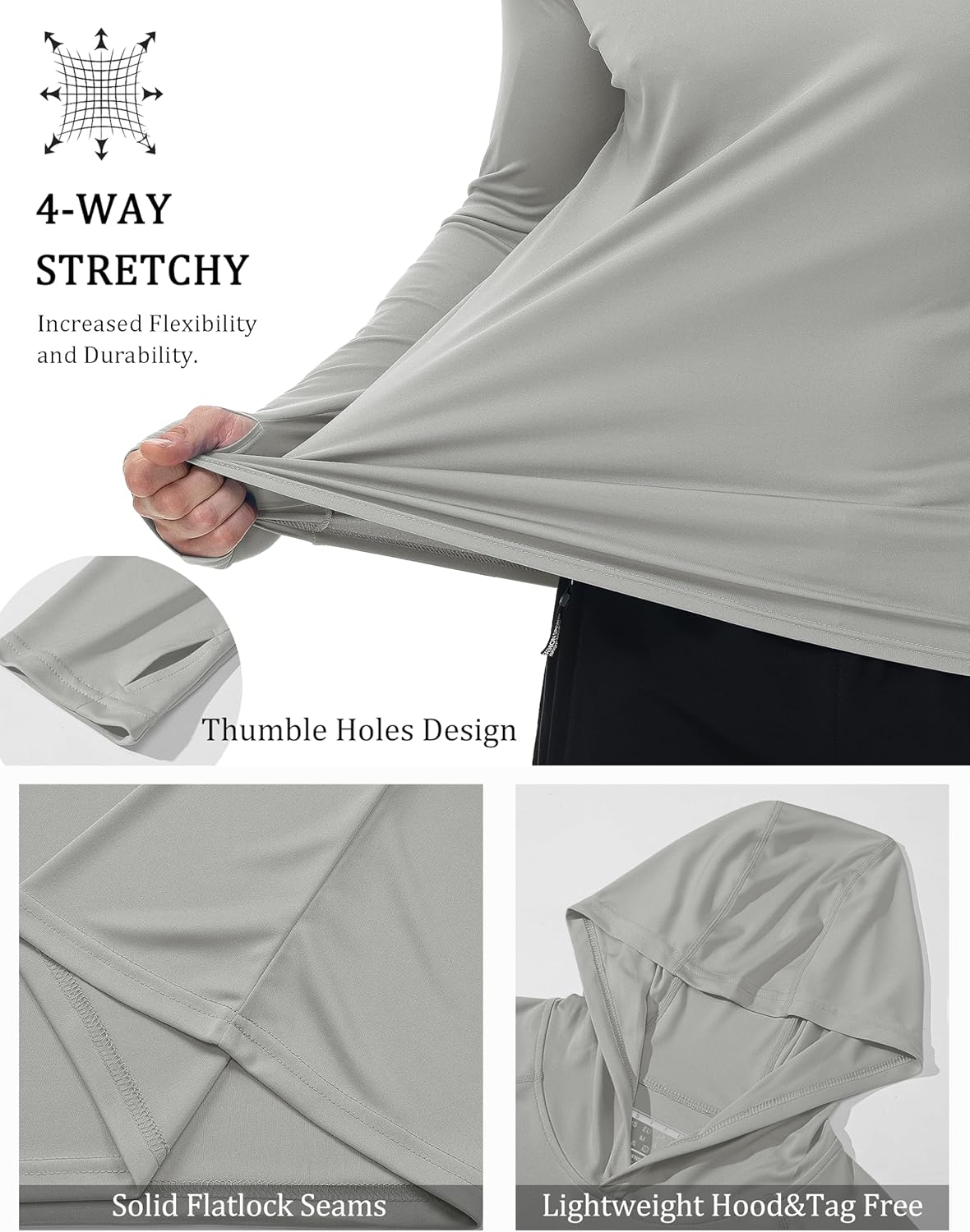 Detalle de MAGCOMSEN Men’s Hooded UPF 50+ Long Sleeve Sun Protection Rash Guard T-Shirt
