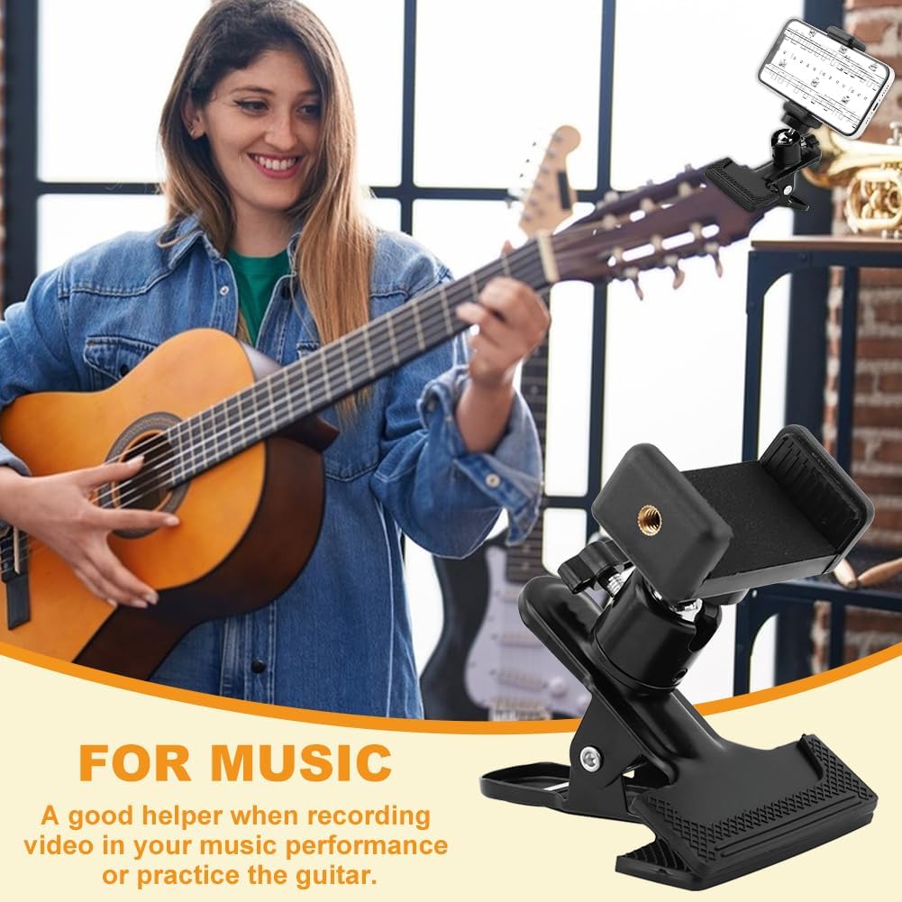 Detalle de YOSINXU 22432609 Guitar Phone Holder, 360° Ball Head, 1/4-Inch Adapter