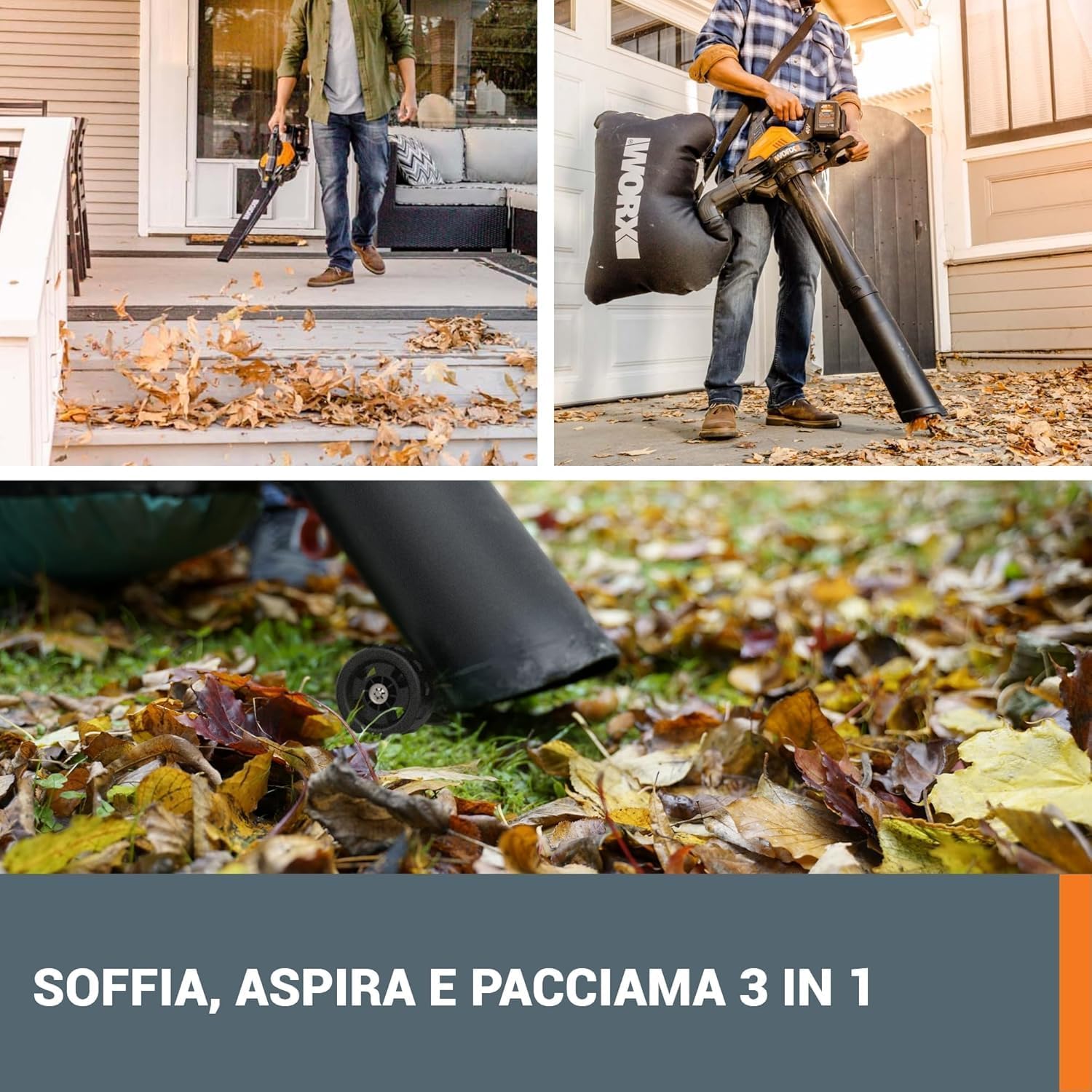 Thumbnail 3 de WORX WG583E.9 soffiatore/aspiratore brushless 40 V 2-in-1 con sacco da raccolta (solo utensile)