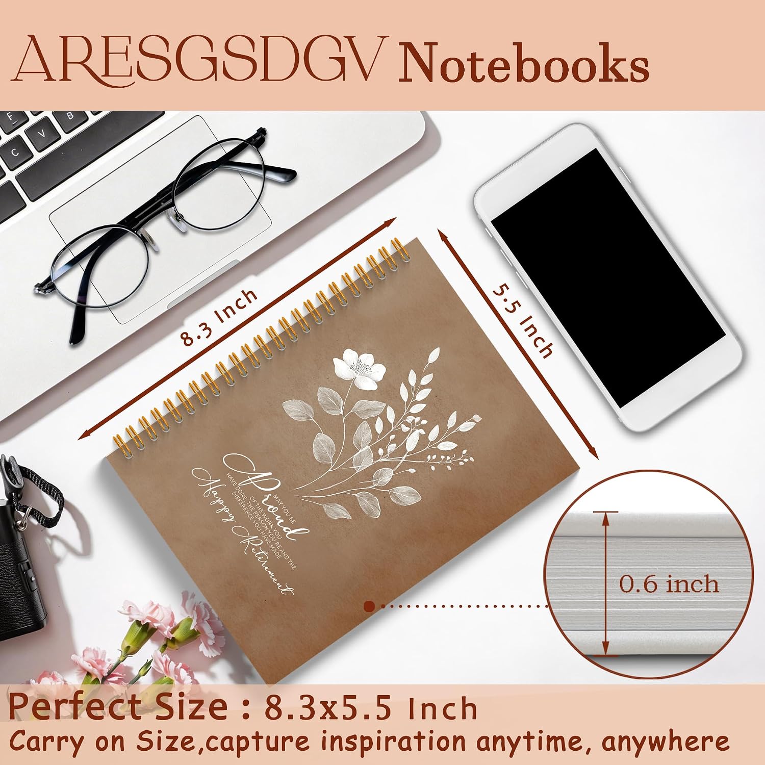 Detalle 2 de ARESGSDGV Happy Retirement Journal, 160 Pages, Hardcover with Perforated Pages