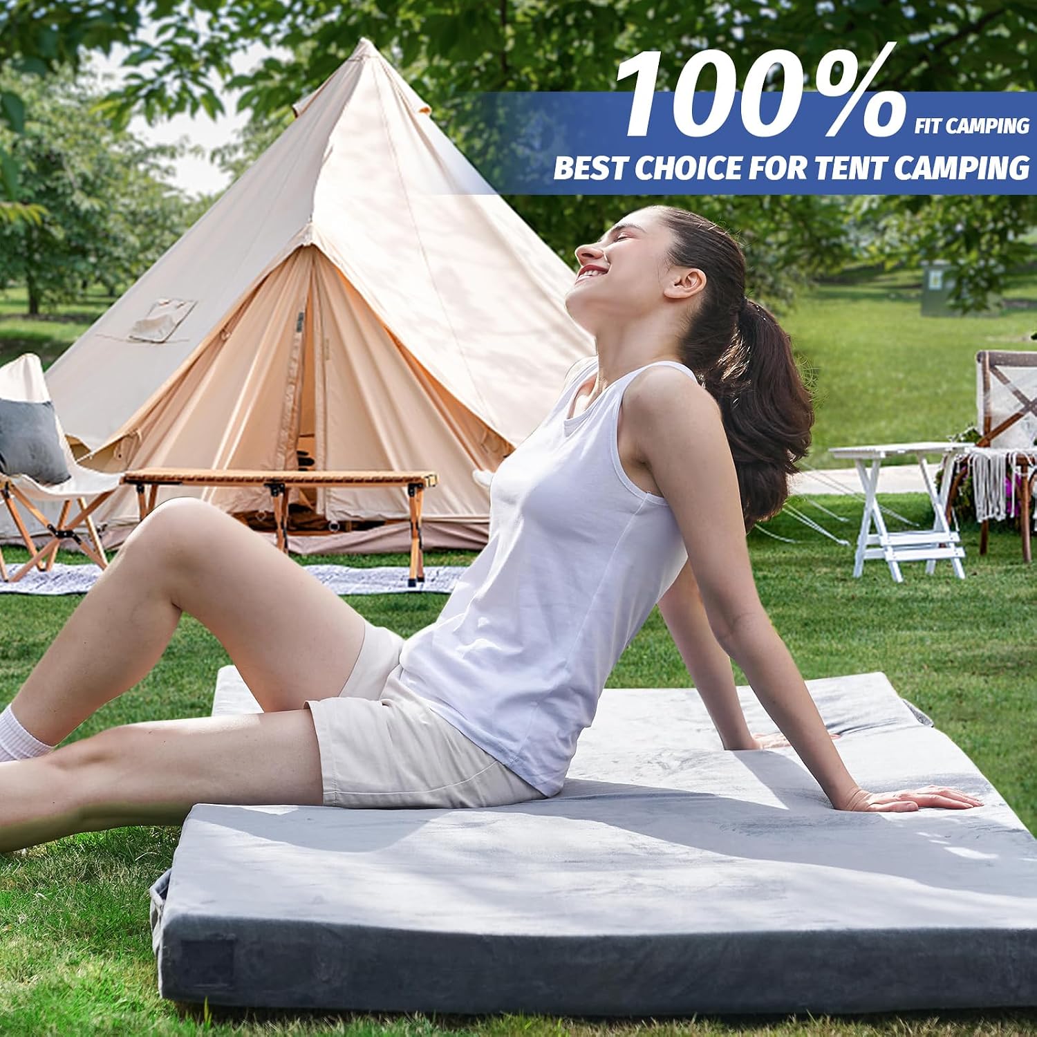Thumbnail 2 de CYMULA LBL-063 Memory Foam Camping Mattress, 3-Inch Roll-Up Pad