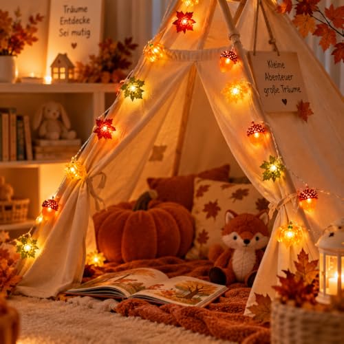 Thumbnail 10 de Liyade Guirlande lumineuse d'automne, 2,2 m - 20 LED 3D, minuterie et piles