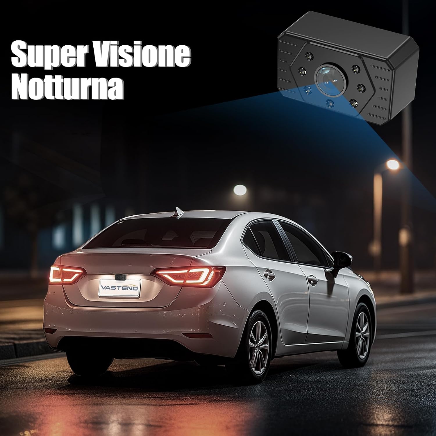Detalle de Vastend Sistema Wireless Telecamera di Retromarcia con Monitor da 5'' 1080P HD – IP67, Visione Notturna, 200m