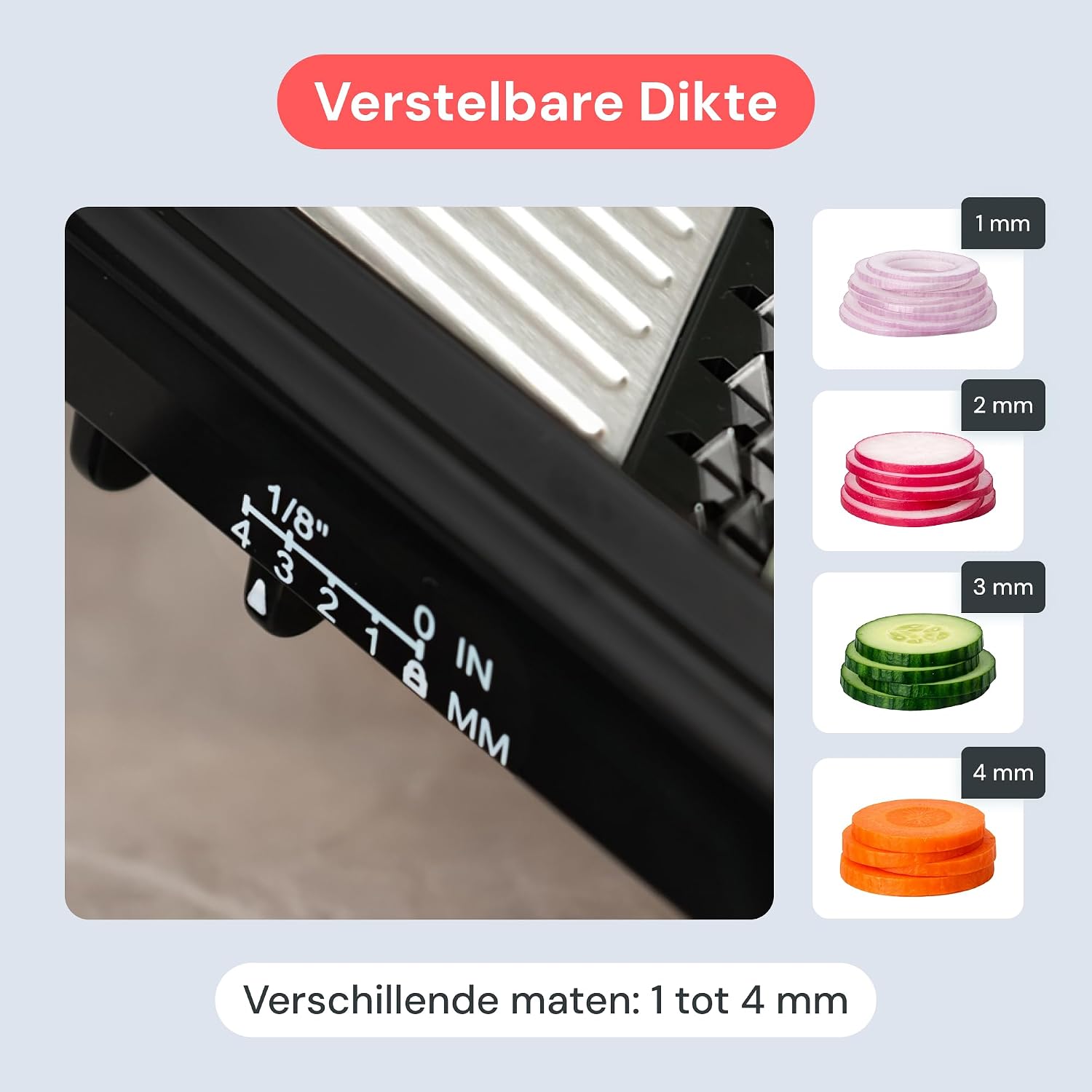 Detalle de Fullstar Handheld 2-in-1 mandolinesnijder met juliennesnijder en vier diktes