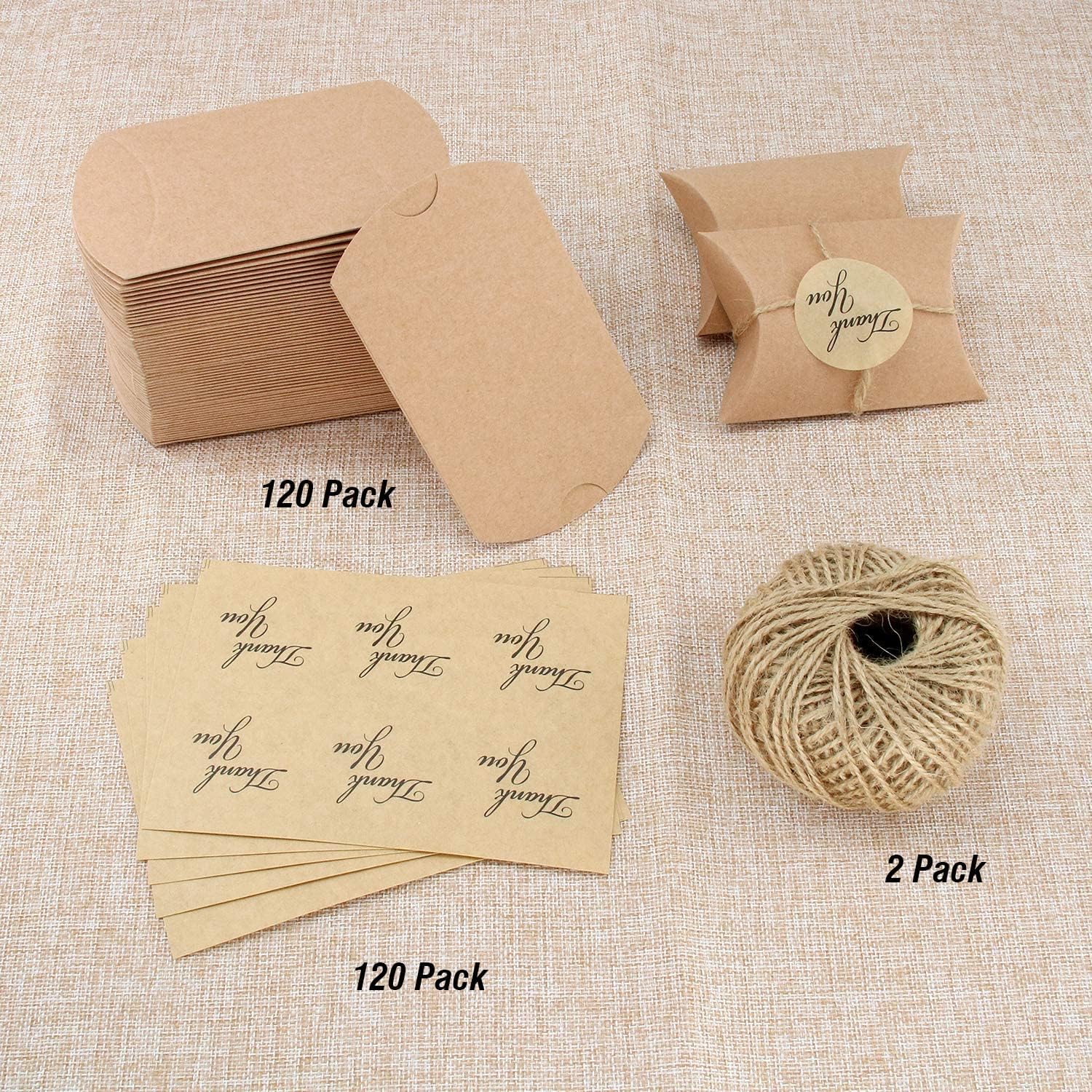 Thumbnail 2 de VEESUN 120er Set Mini-Geschenkschachteln aus Kraftpapier, 6×9 cm (DIY, mehrweg) mit „Danke“-Aufklebern