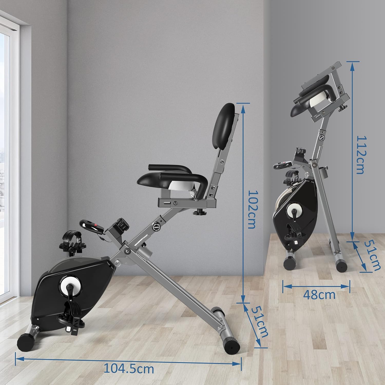Detalle de Ultrasport Seniors Fitness – składany rower poziomy z niskim wejściem