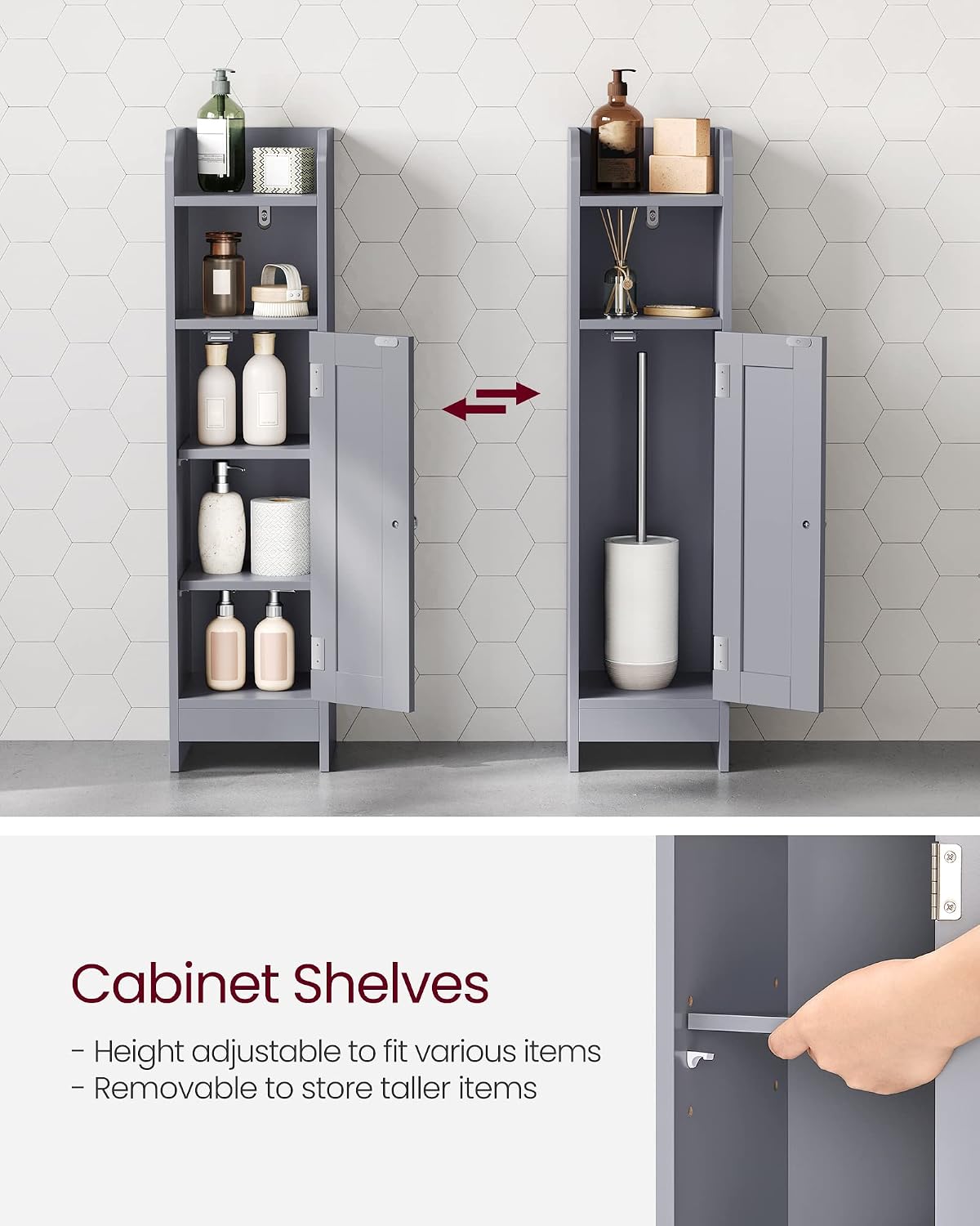 Detalle 1 de VASAGLE Corner Storage Cabinet, Dove Gray
