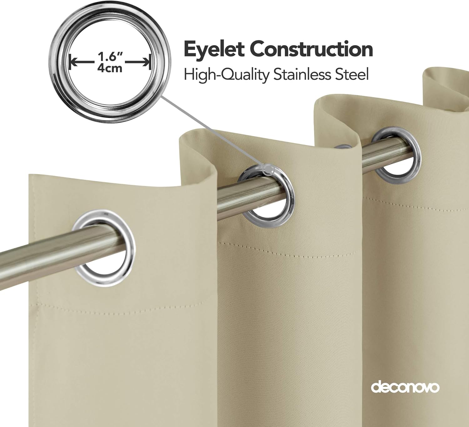 Detalle de Deconovo Tenda oscurante Moderne 140x240 cm, Beige Scuro — 1 Pannello, 240 cm di altezza