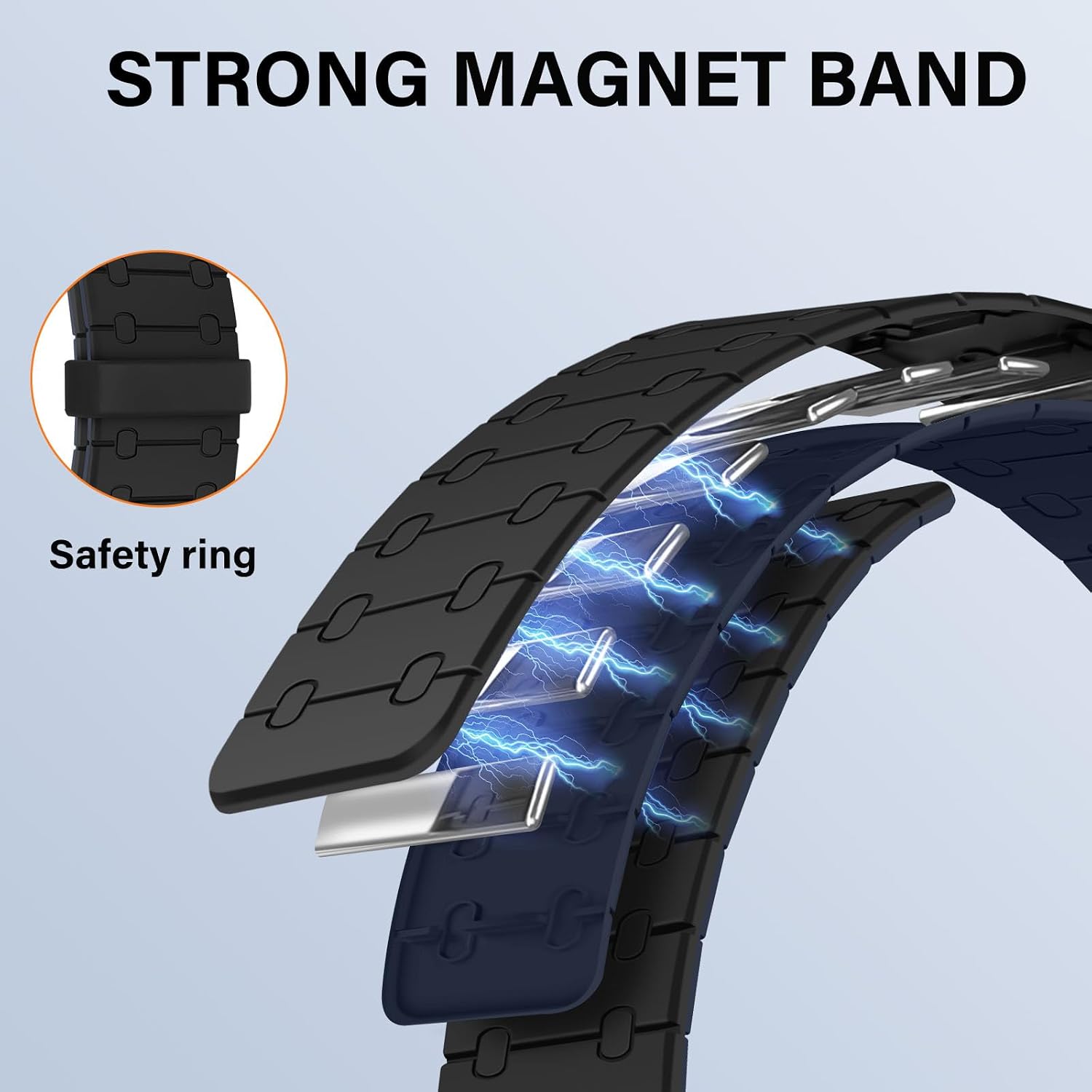 Detalle 2 de Sixmoat Double Sided Wearable Magnetic Strap for Apple Watch 42mm (Series 10/11) – Dark Blue-Black