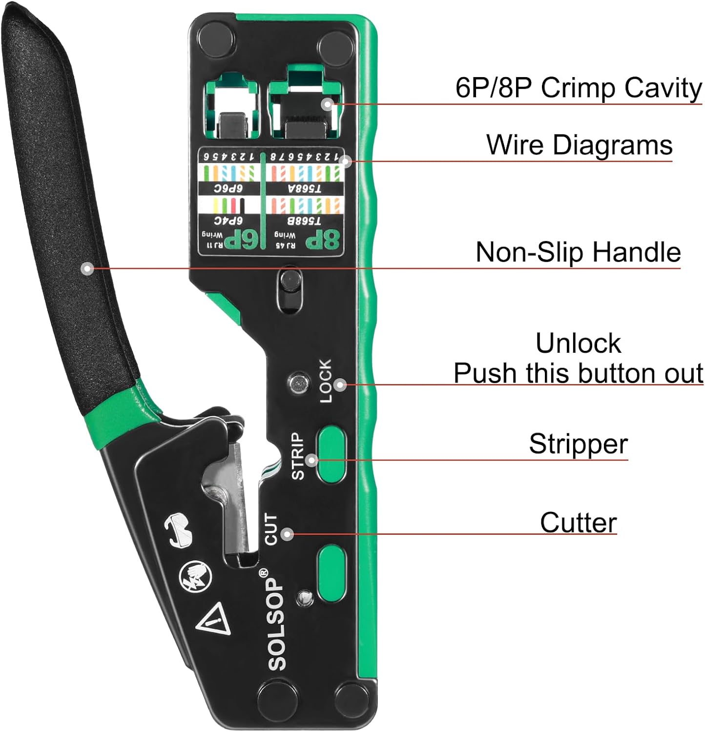 Detalle de Solsop RJ45 crimp tool, Cat6