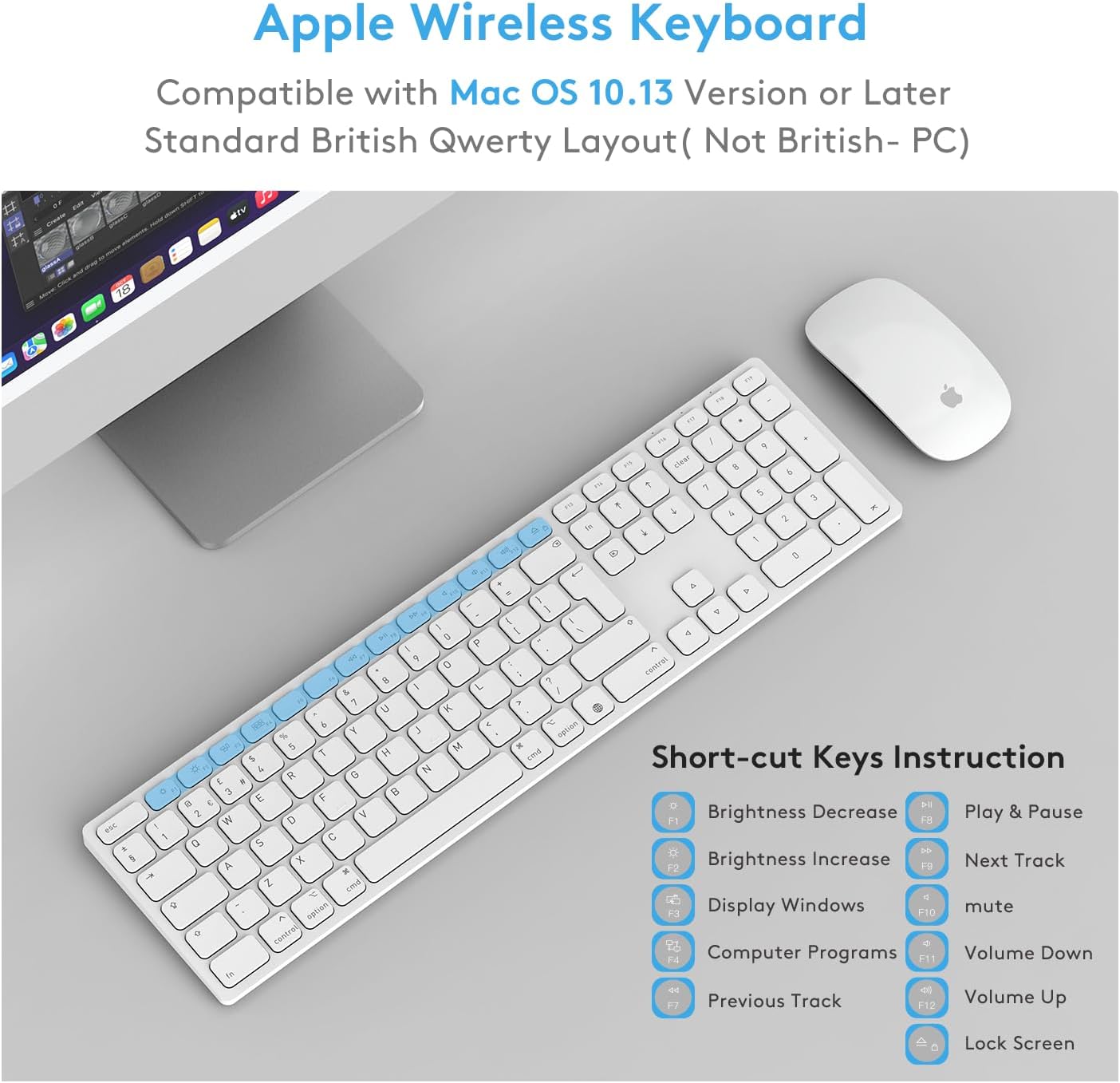 Detalle de Wireless Bluetooth Keyboard for Mac OS with Numeric Keypad – Foldable Kickstand, 450mAh Battery, 90 Days Battery Life