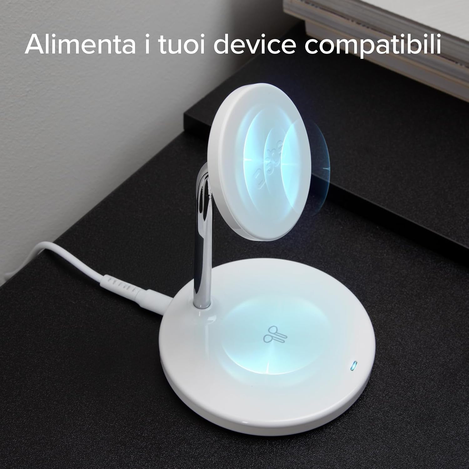 Detalle de SBS Stazione Ricarica Wireless 2in1 15W + 5W – Design Minimal bianco, ADS