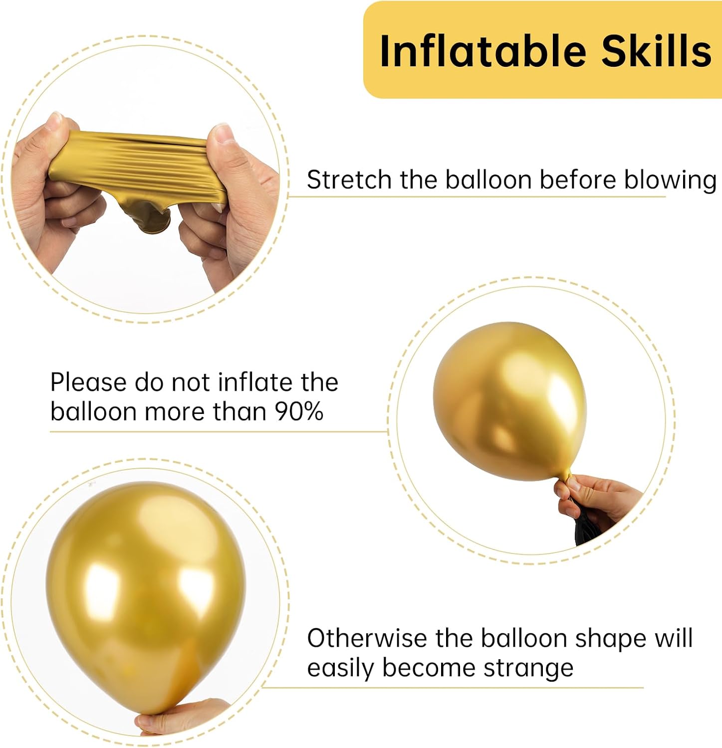 Detalle de RUBFAC 129 Gold Latex Balloons 18โ5 in ๐