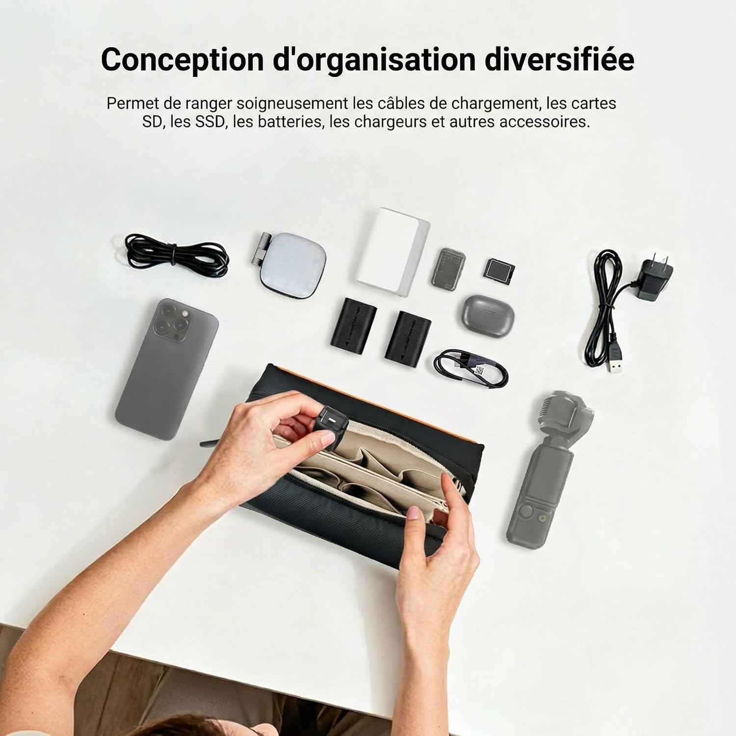 Detalle de NEEWER Pochette Tech PB024 : étui de rangement étanche pour accessoires photo et électroniques