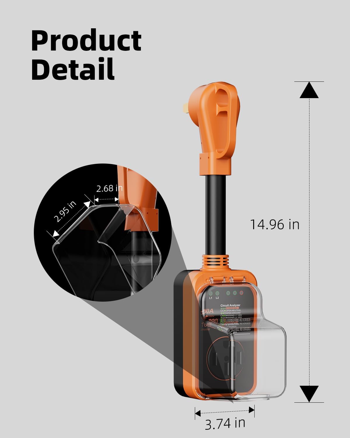 Thumbnail 4 de FOCSPROD 50 Amp RV Surge Protector with RV Circuit Analyzer (16000J) and Waterproof Cover