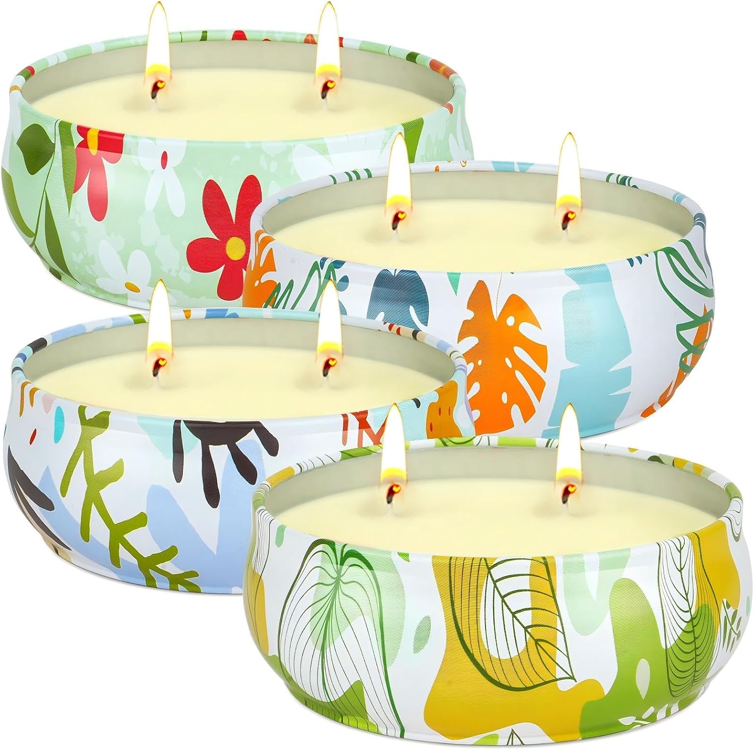 Detalle de Citronella Candle Outdoor 4x6oz Set – 2-Wick, Natural Soy Wax, 40–60 Hours Each