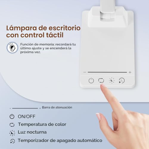 Detalle de Lámpara de Escritorio LED Ylatoial: flexo regulable con 5 modos y 10 niveles de brillo