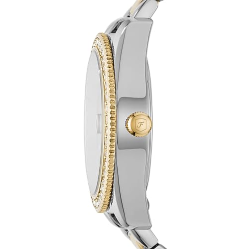 Detalle de Fossil Reloj Cuarzo Mujer 32 mm con dial analógico en tono oro y correa de metal bicolor ES4319