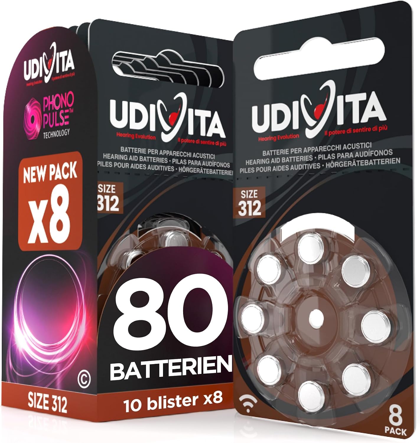 Detalle de Udivita PR41 80er Hörgerätebatterien 312 180 mAh