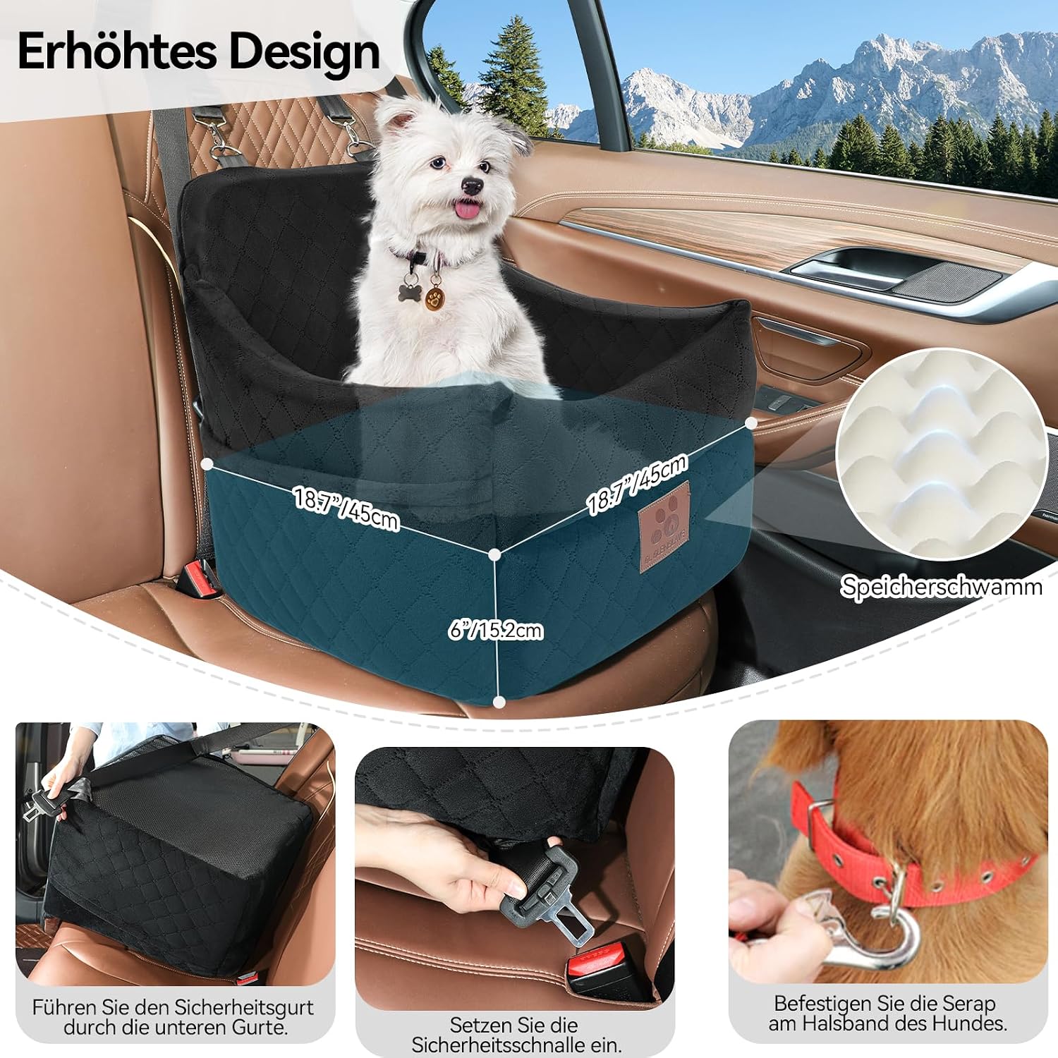 Detalle 2 de GL GLENSLAVE Hunde-Autositz 48×48×52 cm