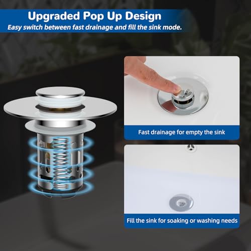 Thumbnail 5 de Hibbent Upgraded 3 in 1 Bathroom Sink Drain Strainer, Pop Up Stopper