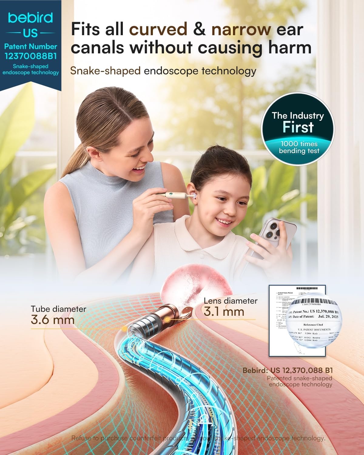 Detalle de Bebird Earsight Ultra Ear Wax Removal Kit with 2K HD Camera (Wireless, 90-Minute Battery)