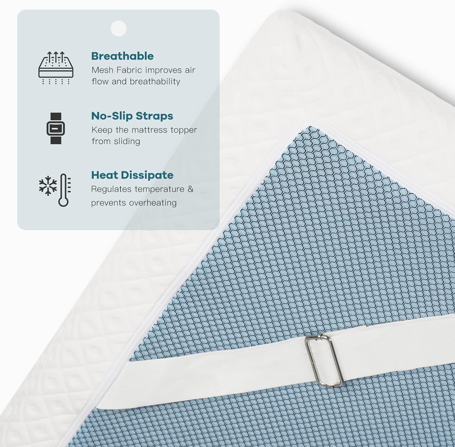 Thumbnail 3 de Vesgantti 3 Inch Memory Foam Mattress Topper (King Size) with Gel & Bamboo Charcoal Infusion